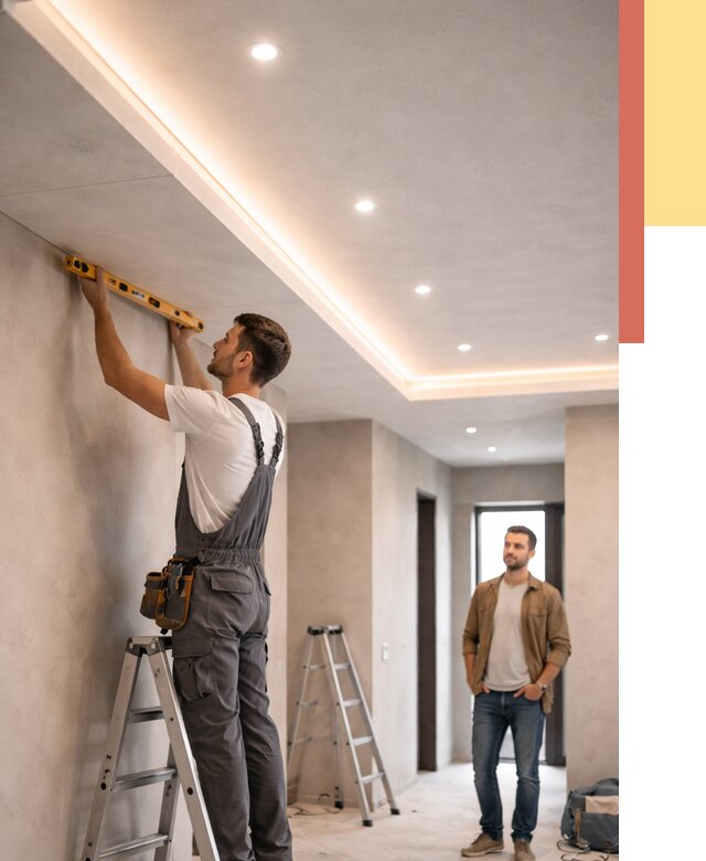 Потолок из гипсокартона с подсветкой в Сибае от 771 руб./м2 под ключ | ОТДЕЛОЧНИК-Сба