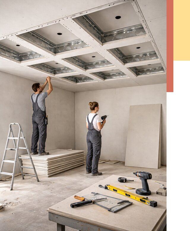 Кессонный потолок из гипсокартона в Сибае от 1901 руб. — монтаж и под ключ | ОТДЕЛОЧНИК-Сба