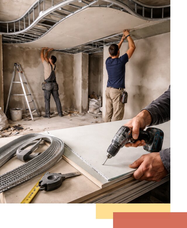 Криволинейный потолок из гипсокартона в Сибае — монтаж и отделка