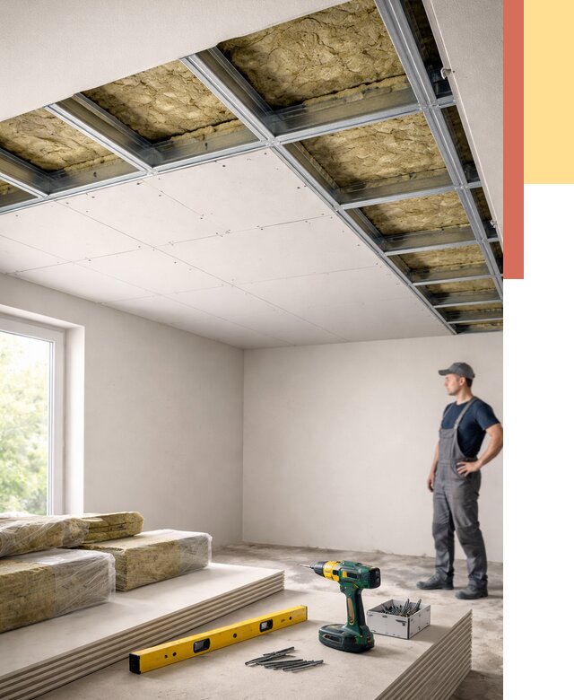 Звукоизоляция потолка ГКЛ в Сибае от 976 руб. — монтаж под ключ | ОТДЕЛОЧНИК-Сба