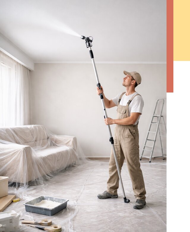 Покраска потолка краскопультом в Сибае от 4624 руб. быстро и недорого | ОТДЕЛОЧНИК-Сба