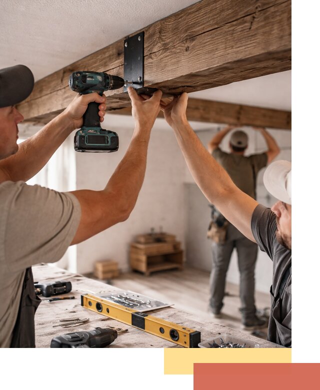 Монтаж декоративных потолочных балок в Сибае